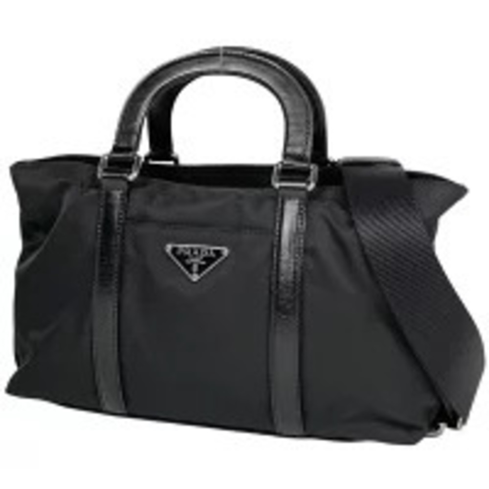 Prada Plate 2way Shoulder Bag Tessuto Nero Black